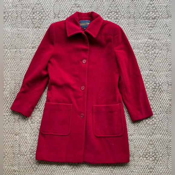 Vintage Pendleton Red Wool Cashmere Coat Jacket Midi Long Womens Size 8 - Picture 2 of 9